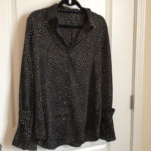 Banana Republic Black long sleeve blouse cream dot
